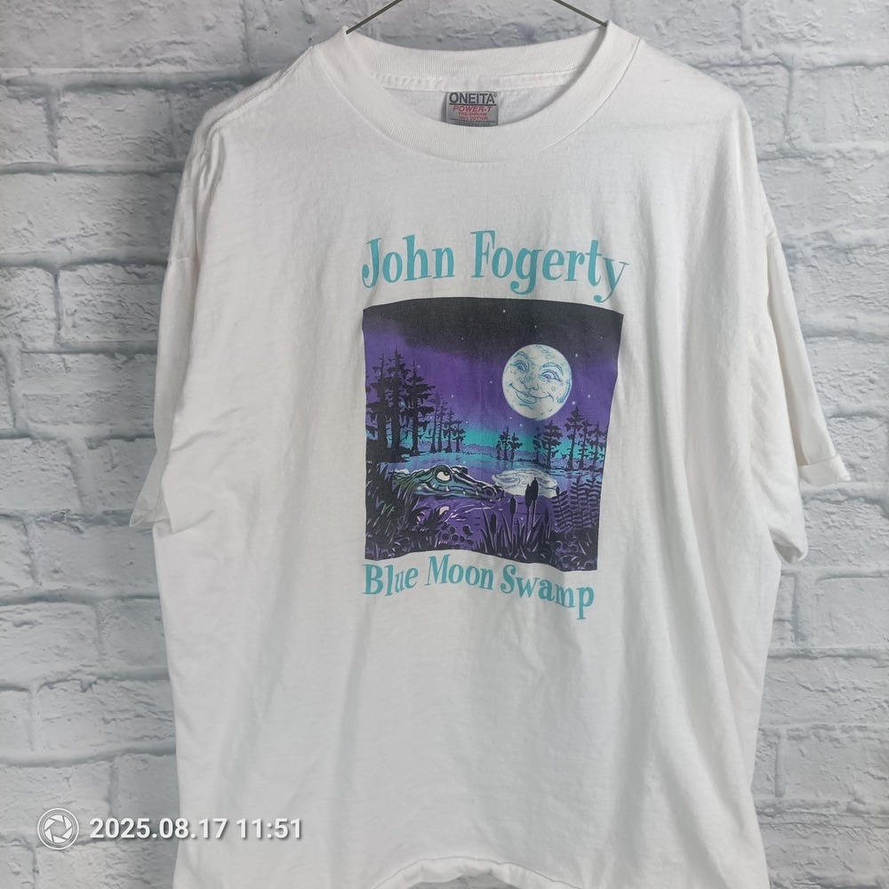 Vintage John Fogerty Shirt Mens Extra Large White Blue Moon Swamp Band 90s Tee